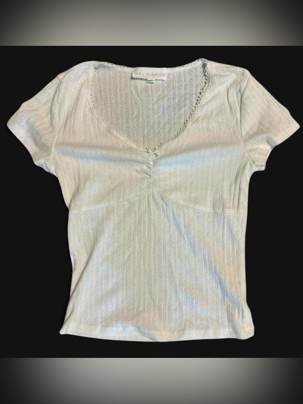 White Lace-Trim Short Sleeve Top